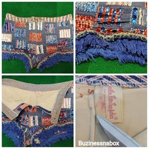 Vtg Custom USA Sequin Embroidered Shorts